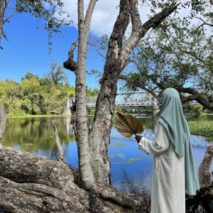 Hijab en soie de médine simple Vert d'eau