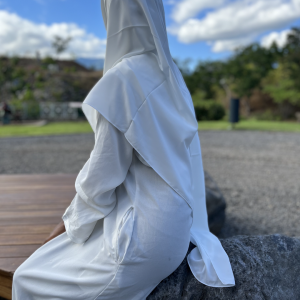 Hijab en soie de médine simple Blanc ivoire